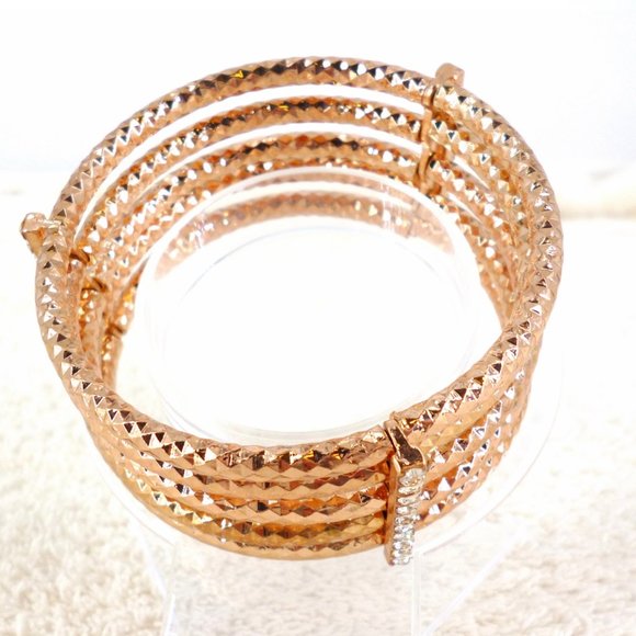 Banana Republic Copper Stretch Bangle Bracelet Crystals 2 3/8" Orig $29.99 NWT - Picture 2 of 5